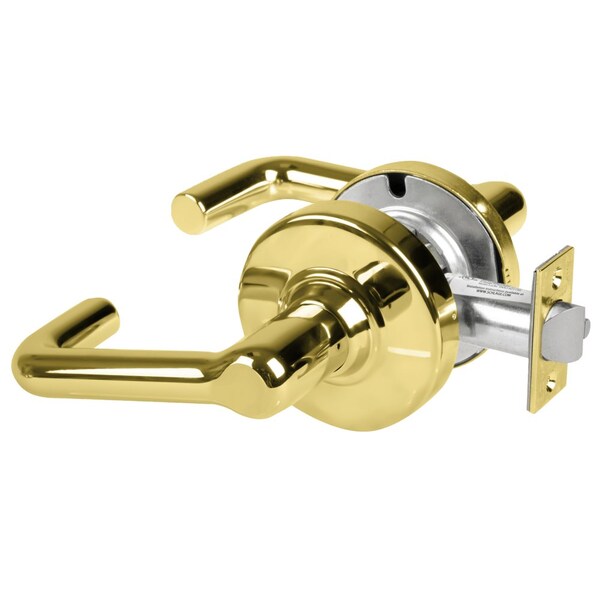 Schlage Grade 1 Passage Latch, Tubular Lever, Non-Keyed, Bright Brass Finish, Non-Handed ND10S TLR 605 - main